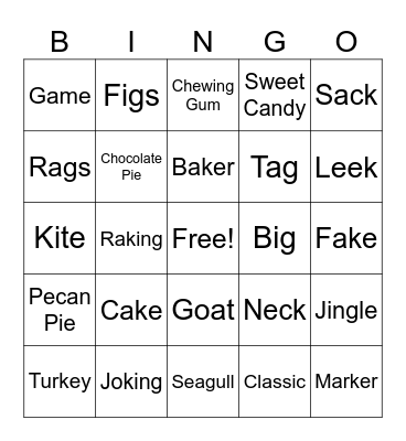 /l/ words in all positions Bingo Card
