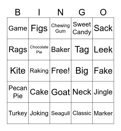 /l/ words in all positions Bingo Card