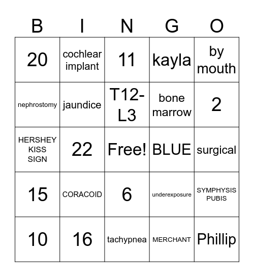 RAD OLYMPICS Bingo Card