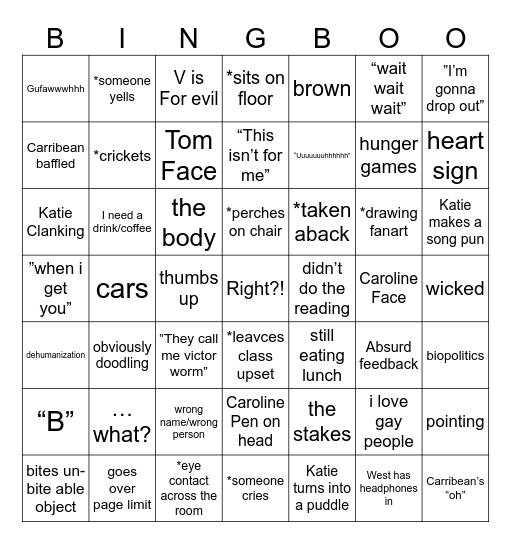 Thesis Workshop (yay!!!) Bingo Card