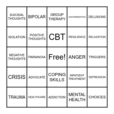 MENTAL HEALTH BINGO Card