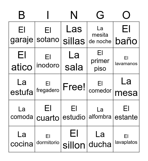 La Casa Bingo Card