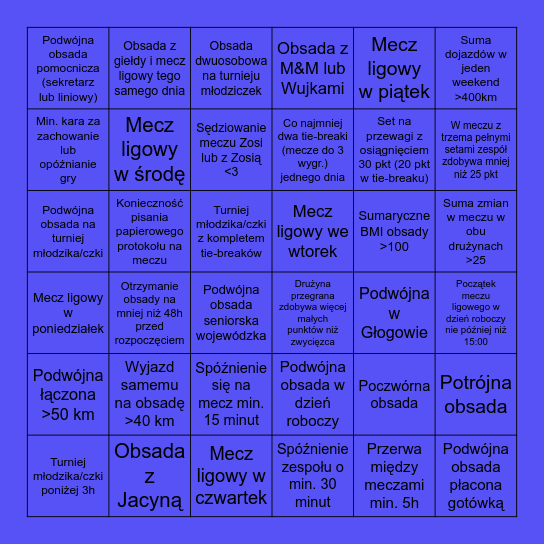 Bingo sędziowskie Bingo Card
