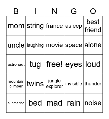 The Invisible String BINGO Card