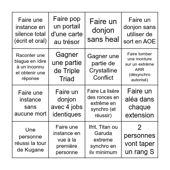 Bingo Suprême Bingo Card