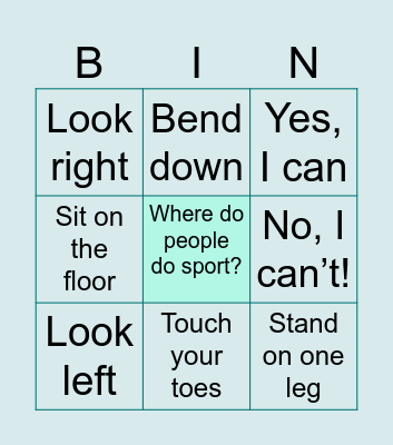 Where do people do sport? Bingo Card