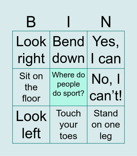 Where do people do sport? Bingo Card