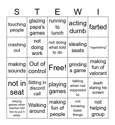 Stewie bingo board Bingo Card
