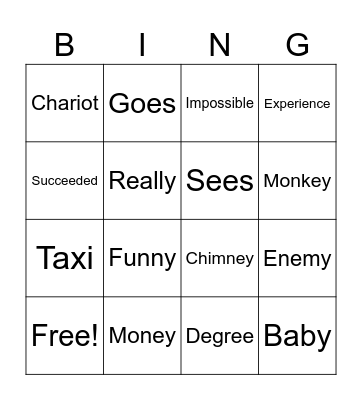 Spelling Bingo Card