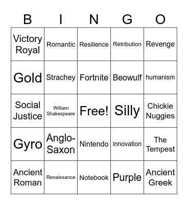 Lesson 2.1.3. Literary Lenses Bingo Card