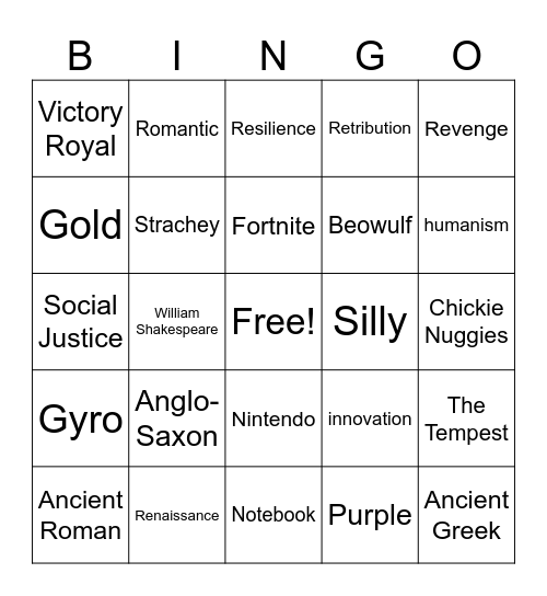 Lesson 2.1.3. Literary Lenses Bingo Card