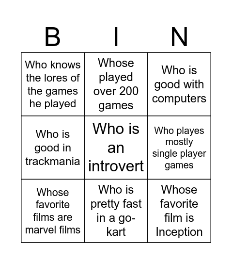 E-twinning bingo Milan and Zalan Bingo Card