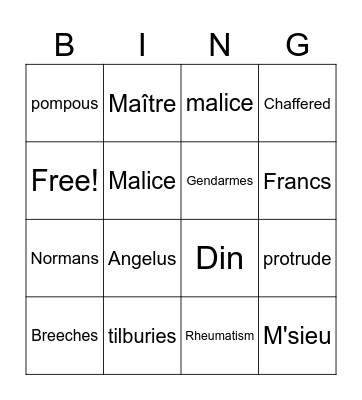 Unit 5 Bingo Card
