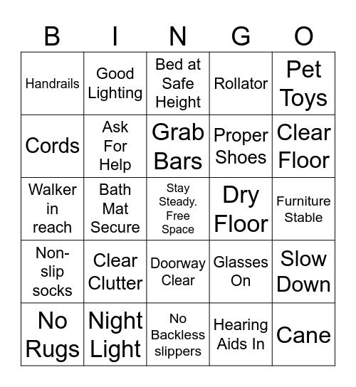 Safe Home, Safe you! Bingo Card
