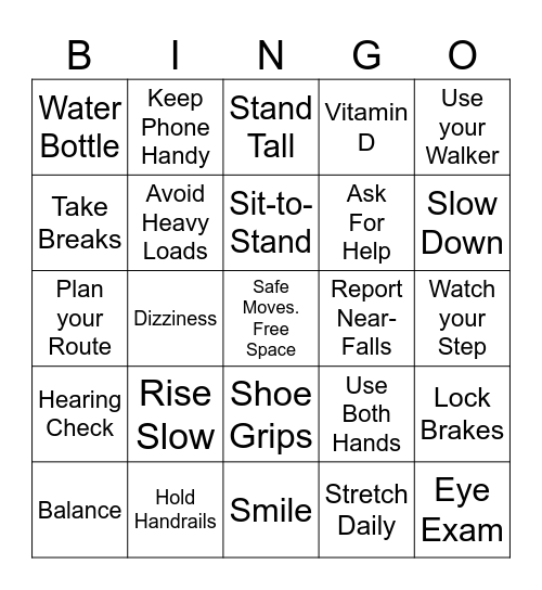 Strong Body, Safe Moves Bingo Card