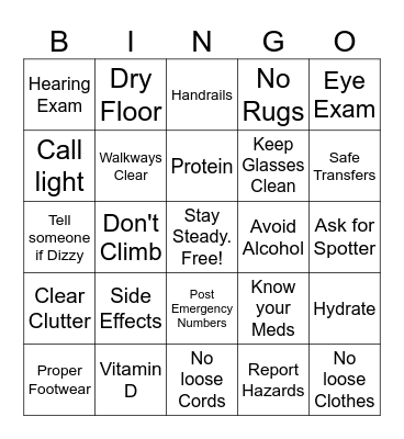 Smart Choices Bingo Card
