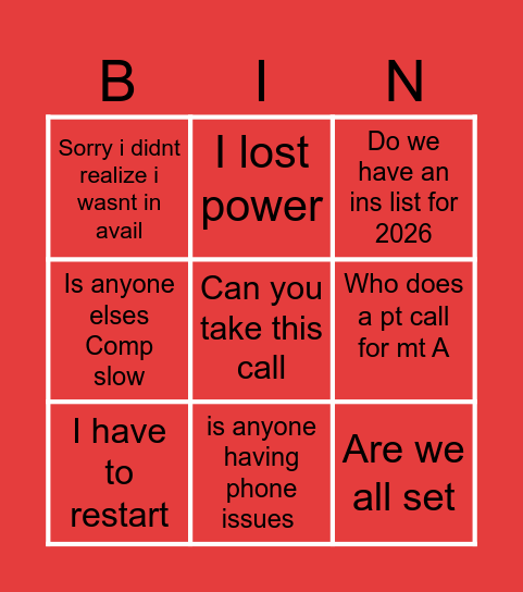 BINGO Card