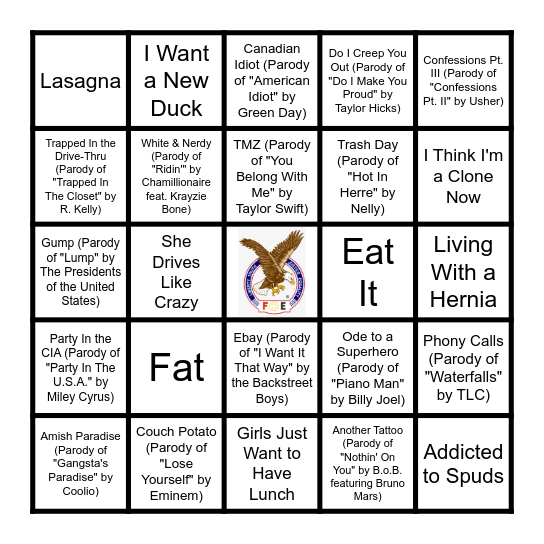 WEIRD Bingo Card