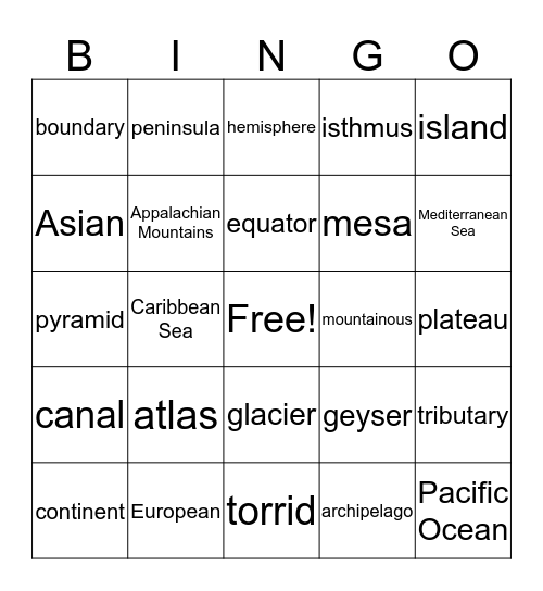 Andres Spelling List 12/5/16 Bingo Card