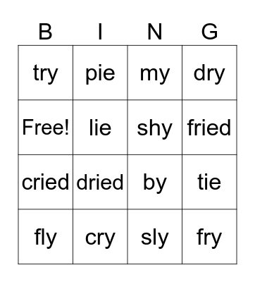 Long i Bingo Card
