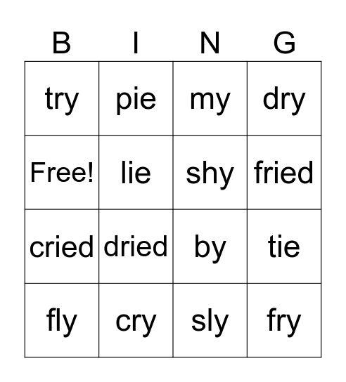 Long i Bingo Card