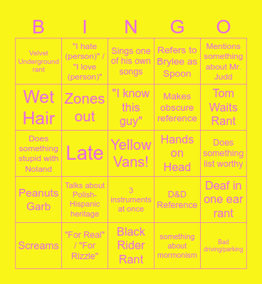 Cruz Czaplinski Bingo Card
