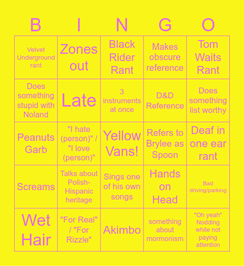 Cruz Czaplinski Bingo Card