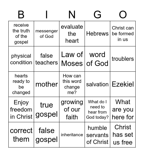 Pastor Bingo Card