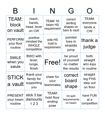 NVG Level 4 Bingo Card