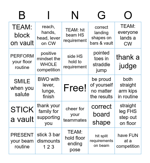 NVG Level 4 Bingo Card