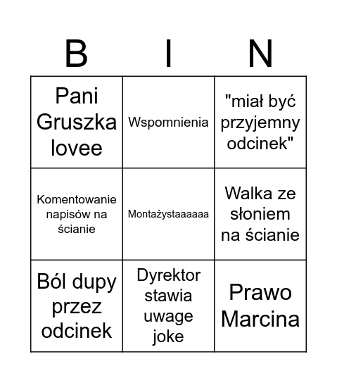 Dominik Bos szkoła bingo Card