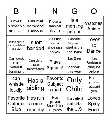 SQB Bingo Card