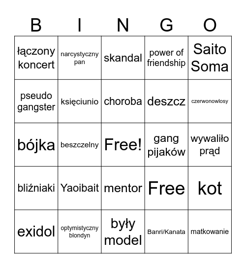 Idolkowe Bingo Card
