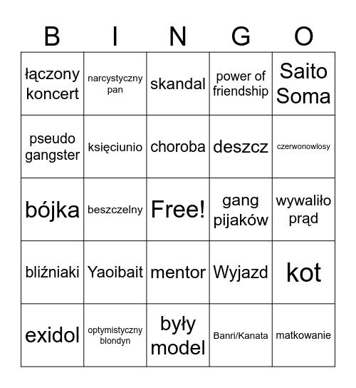 Idolkowe Bingo Card