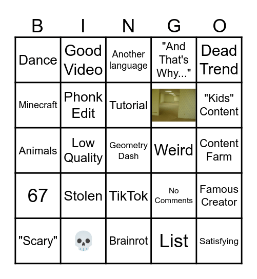 Youtube Shorts Bingo Card