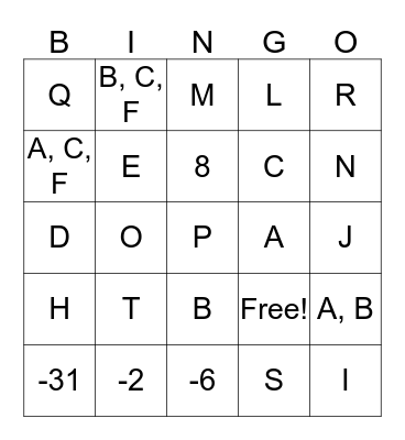 Function Ops Bingo Card