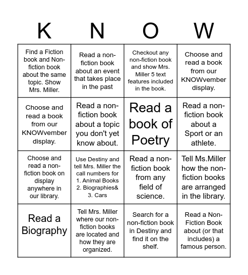 KNOWVEMBER BINGO Card