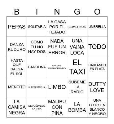 BINGO MUSICAL Bingo Card