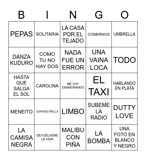 BINGO MUSICAL Bingo Card