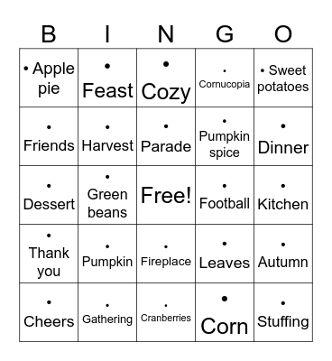 Thanksgiving Bingo Card