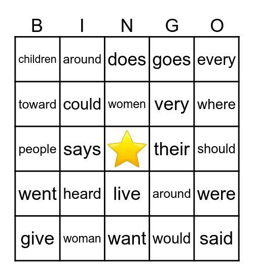 SIPPS Beg SW 1-20 Bingo Card