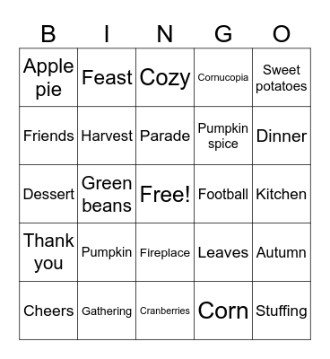 Thanksgiving Bingo Card