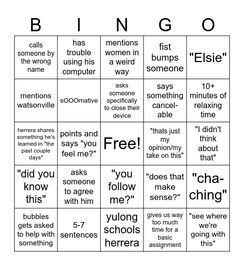 herregular sayings Bingo Card
