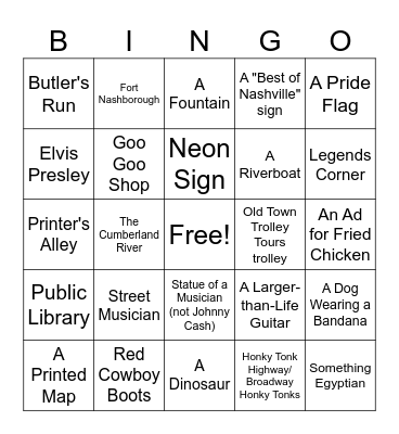 Nashville 2025 Bingo Card