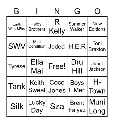 SLOW JAMS Bingo Card