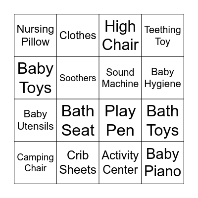 Baby Adventure Bingo Card