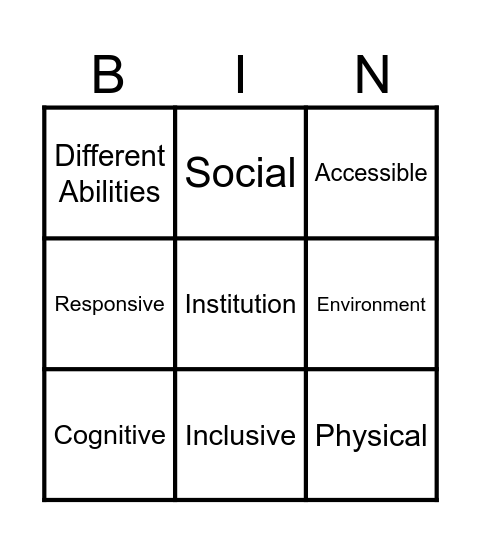 Unit 2 Topic 1 Vocabulary Bingo Card