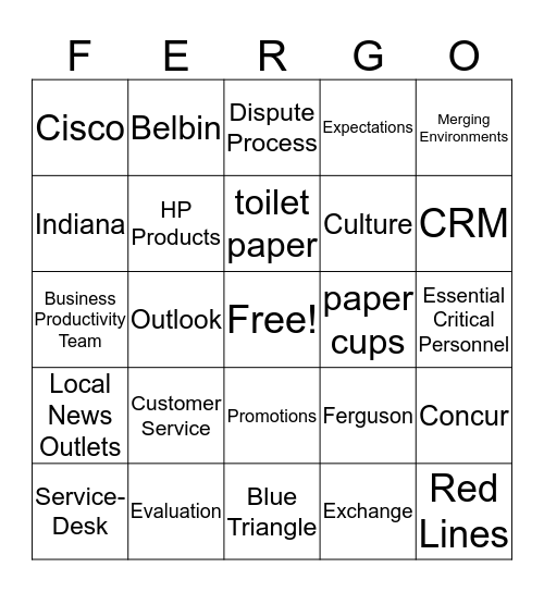 IT Support Department Meeting Bingo Card