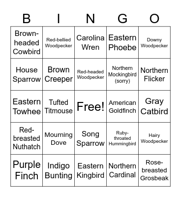 Tahlequah Bird Bingo July - September Bingo Card