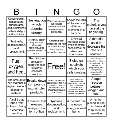 Chapter Five Vocab Bingo Card
